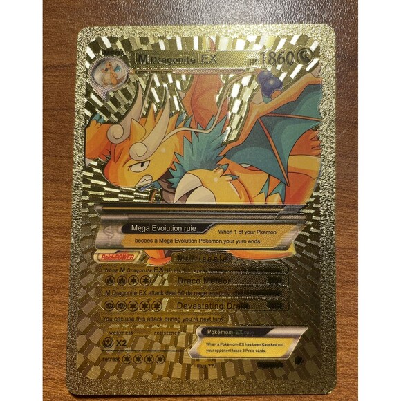 Pokémon - M Dragonite Ex GOLD Foil Hp1860 Card Fan Art - Picture 1 of 6